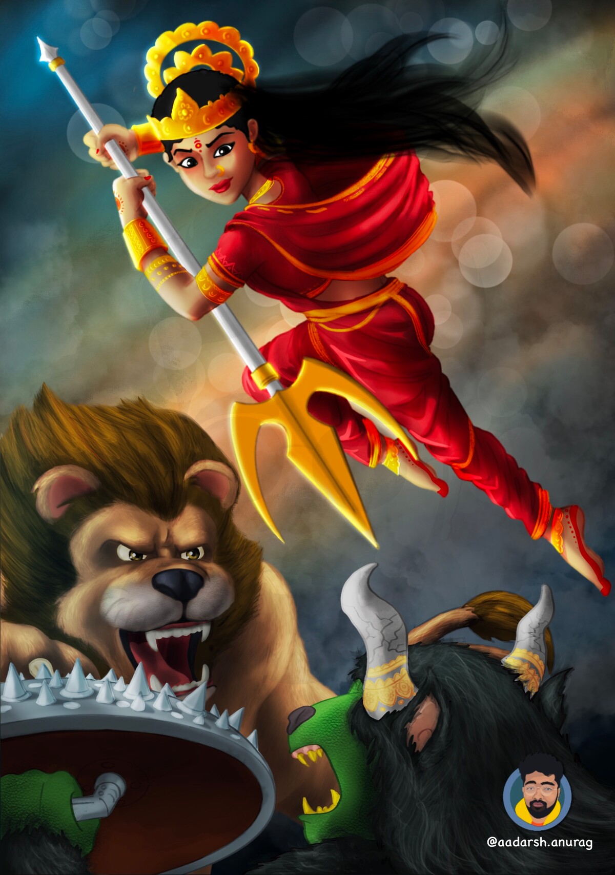 Durga Maa concept art | Illustration portfolio by Aadarsh Anurag | RemoteHub