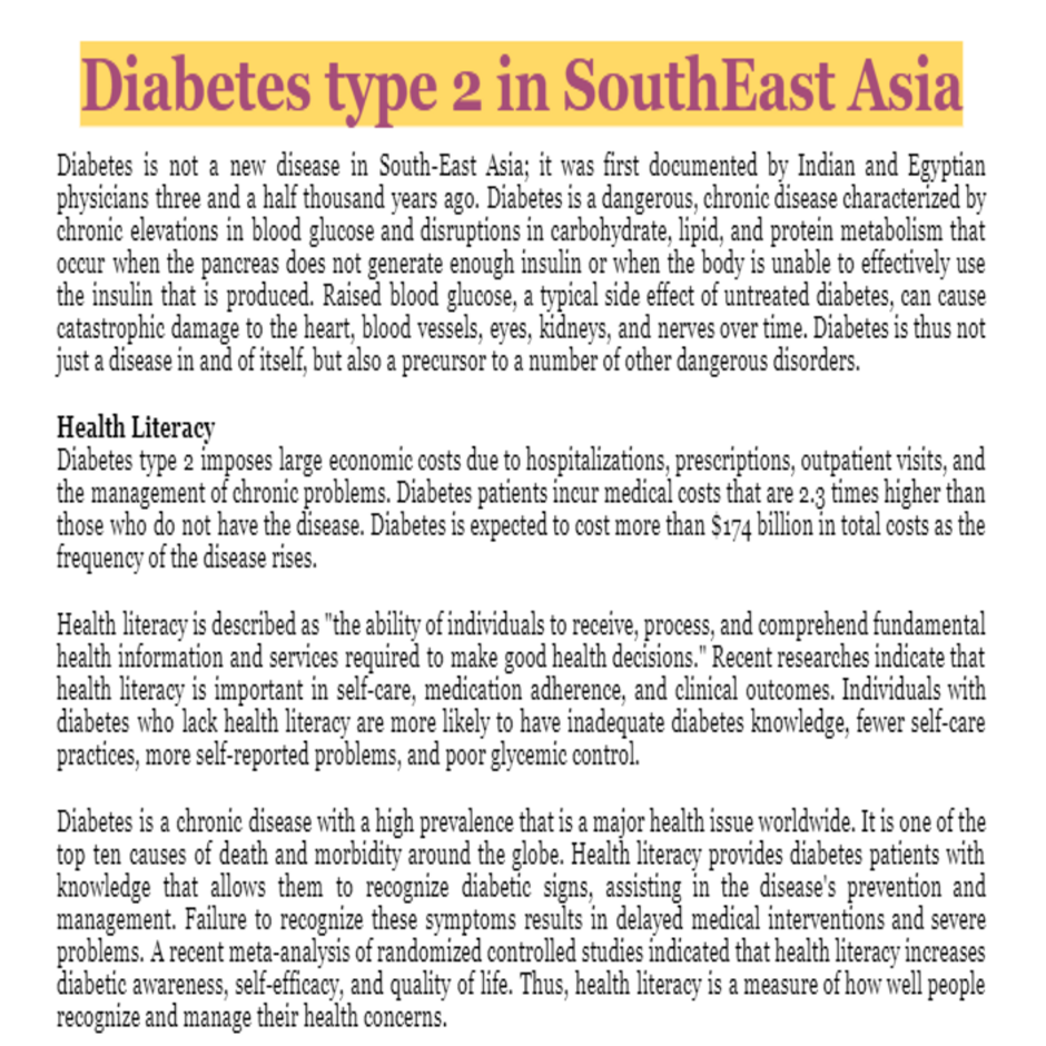 Diabetes Type 2 in Southeast Asia