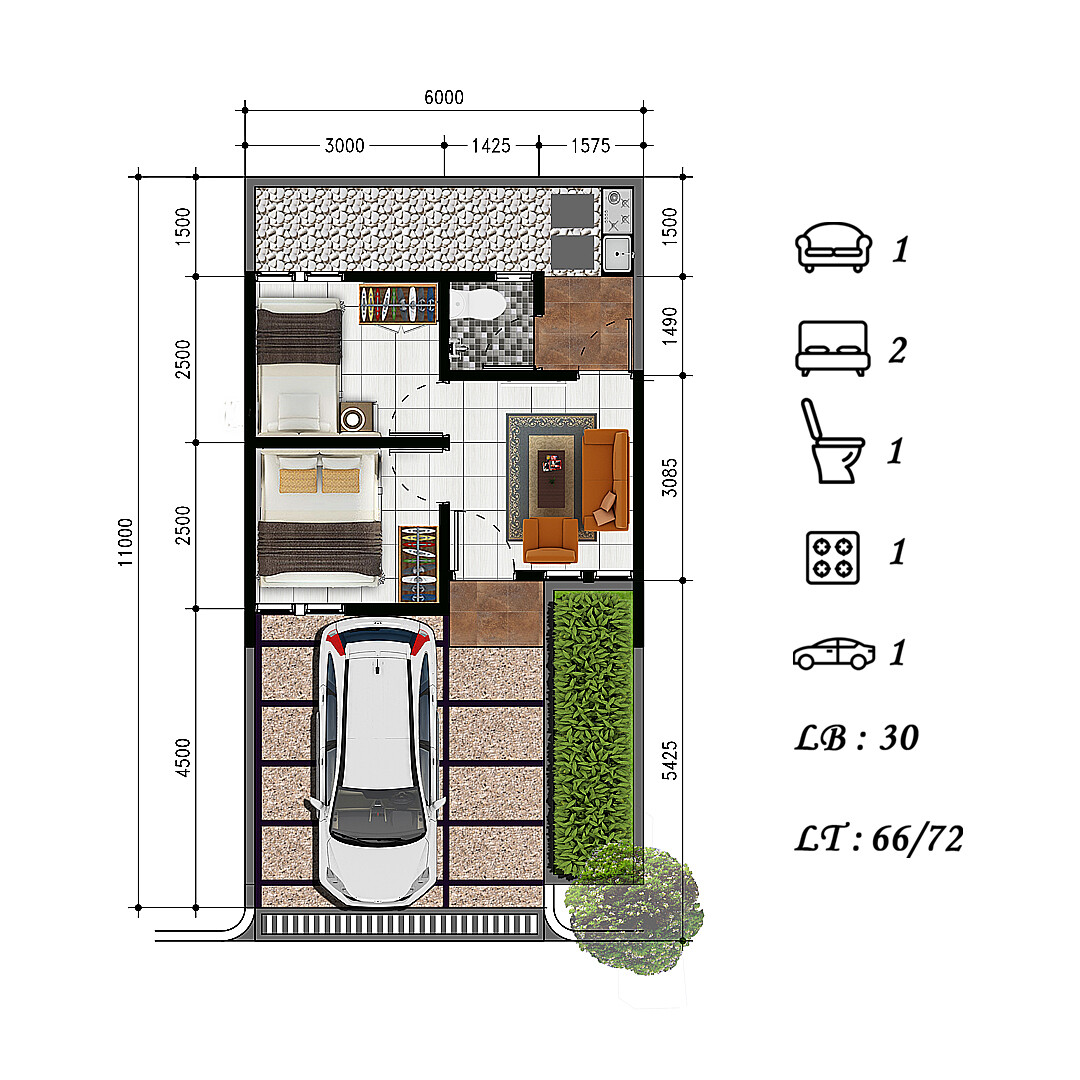 2d floor plan of Andalusia Resident House type 30
