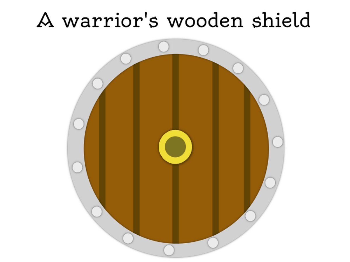 This is a digital illustration of a wooden Viking shield. I was going to add a sword. Maybe next time.
