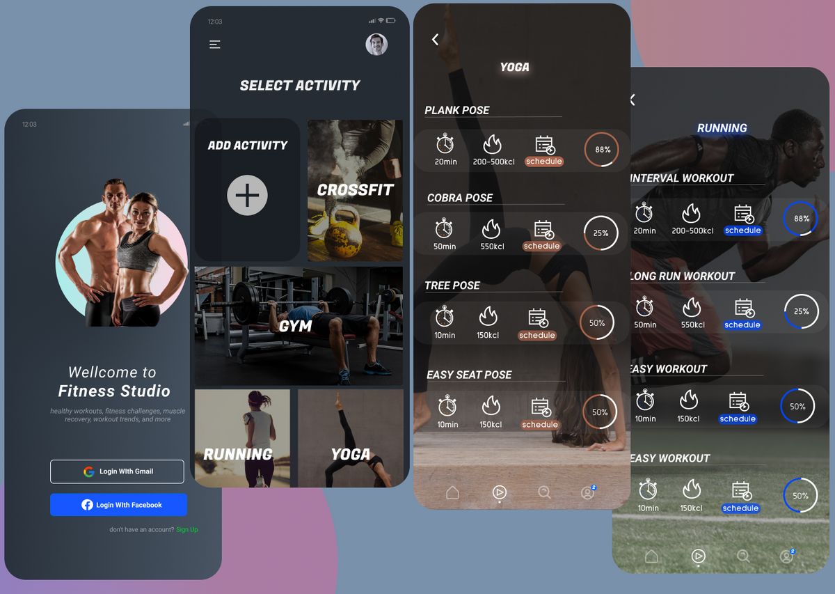 Modern design for wellness mobile app 