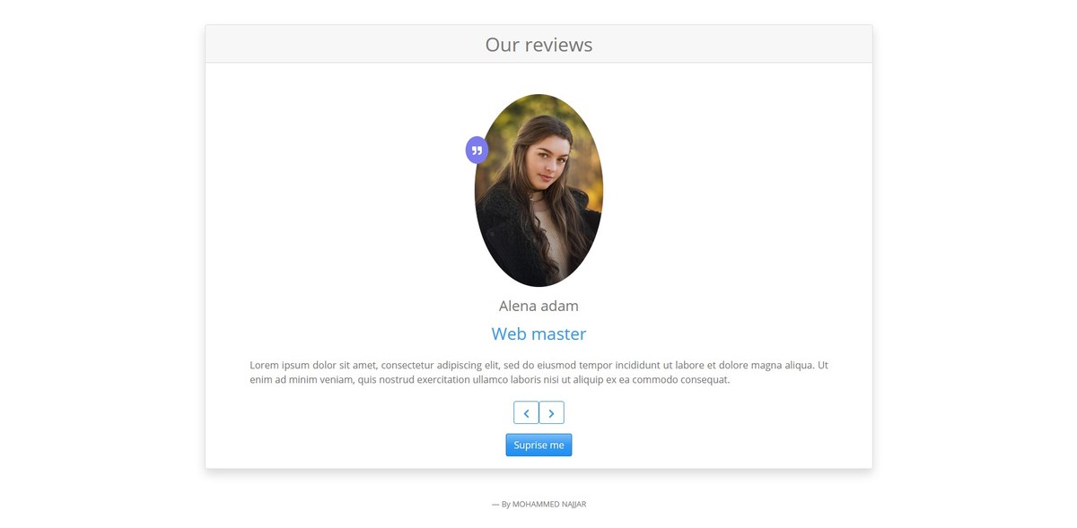 Reviews card by react.js 