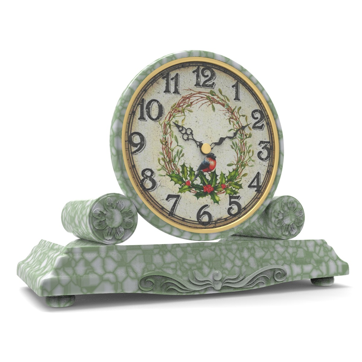 Creation of a 3D model of a mantel clock, realistic rendering and animation.
