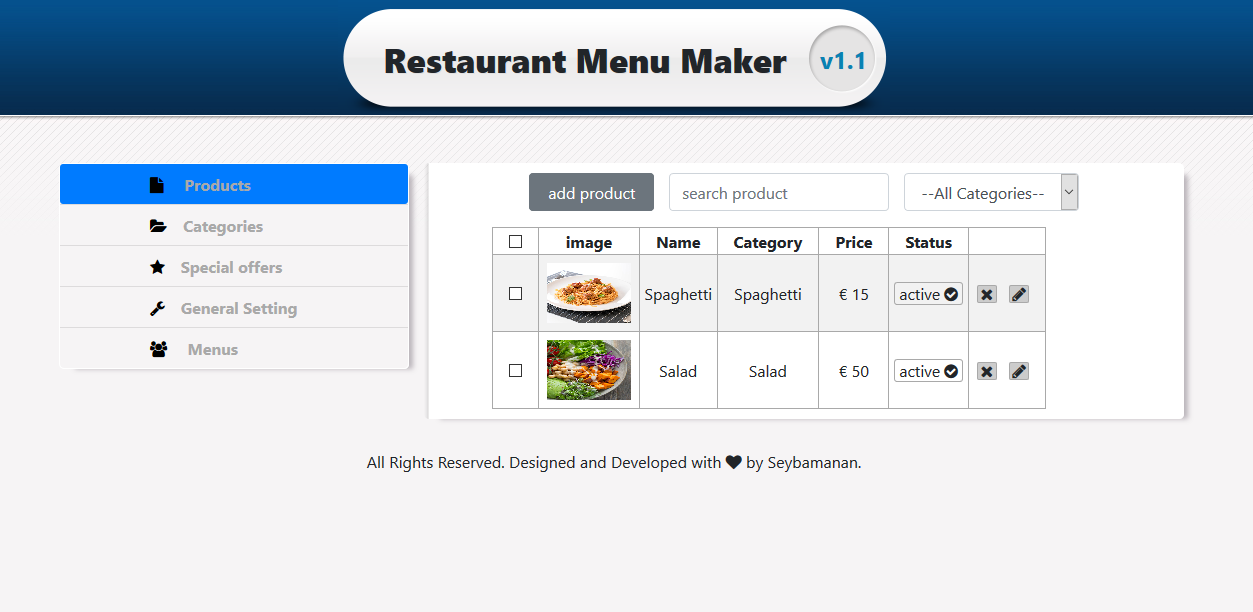 A smart dashboard that allow restaurant to create easily menus for their restaurants.