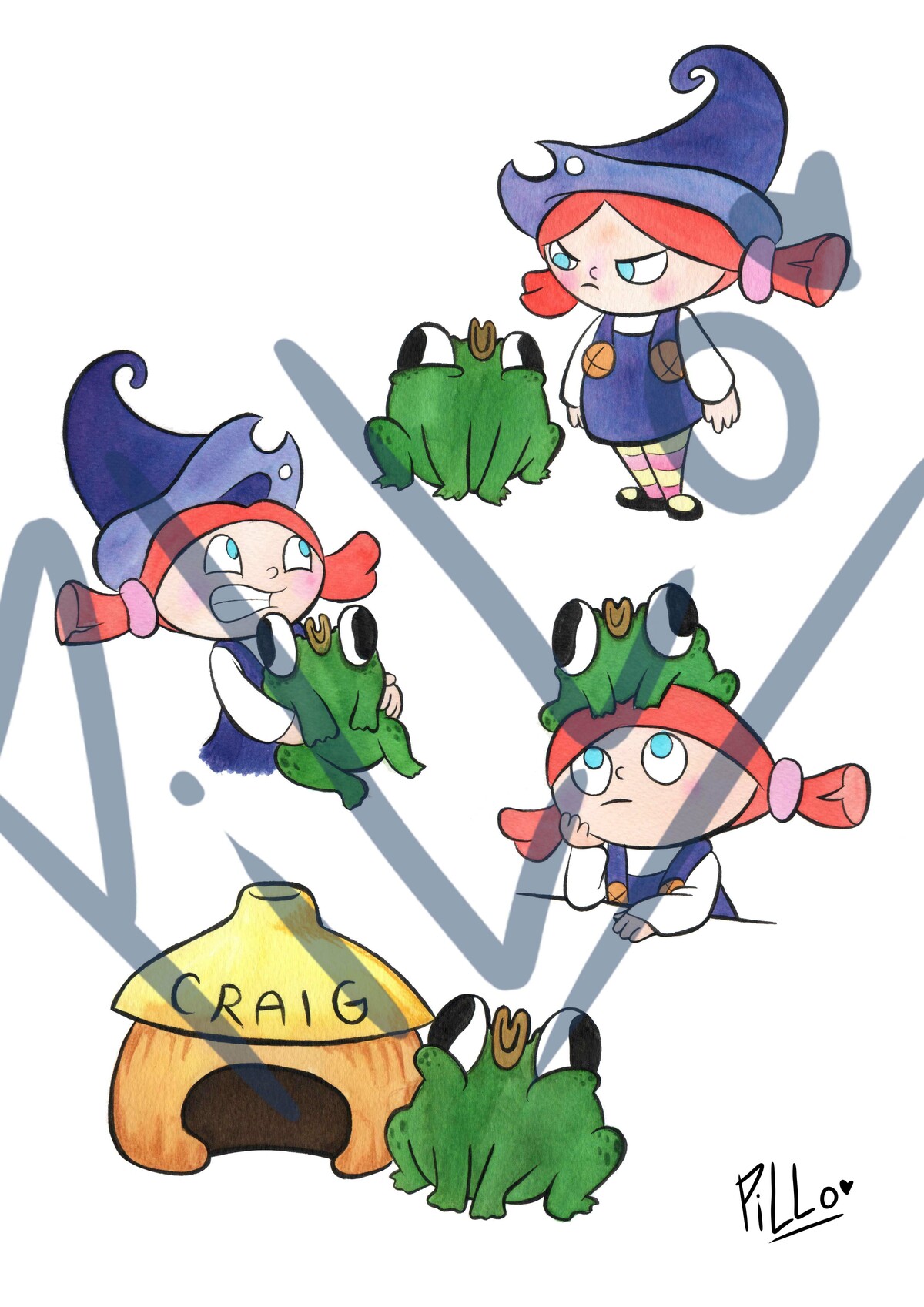 Abby and Craig - Abby is a little witch whom received Craig, a toad destined to become her familiar, from her absentee mother. While not pleased, Abby will do her best to become a full-fledged witch with what she haves, and maybe Craig will help her along the way with his friendship.