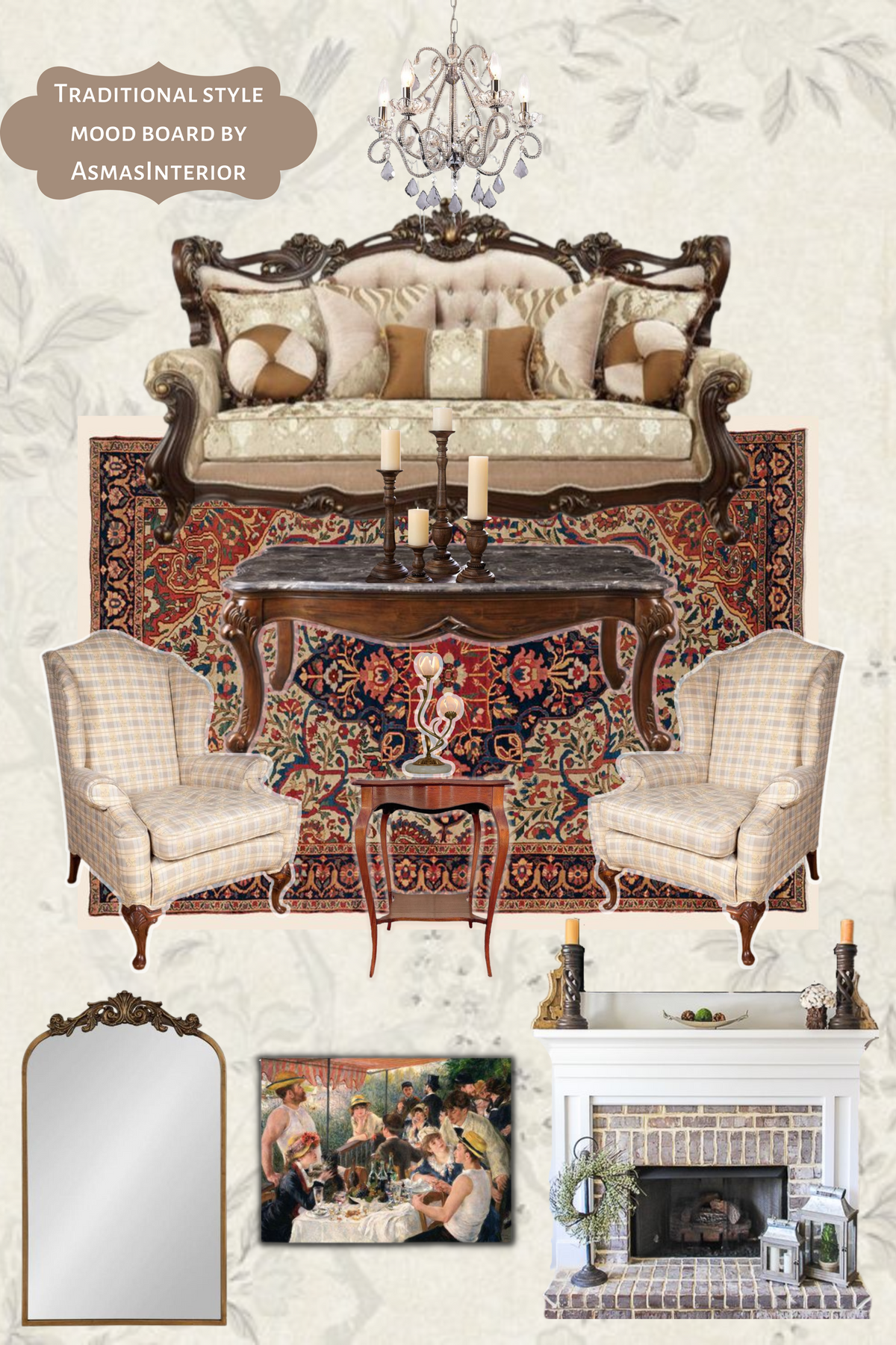 traditional style living room mood board