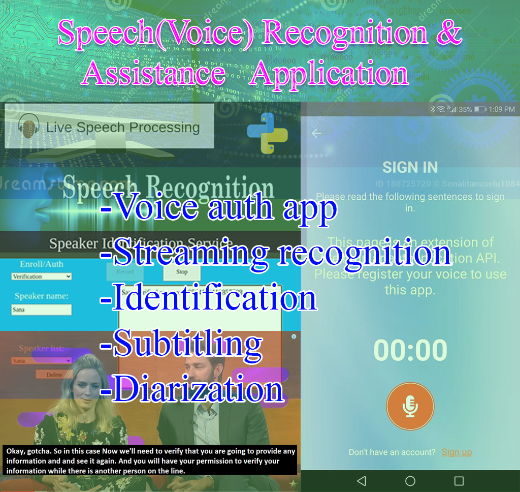 speech recognition and speaker diarization, authentication service