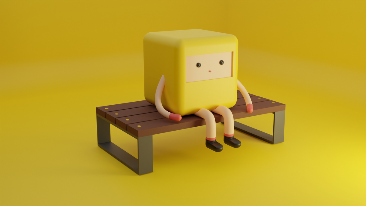 Cube Cartoon Character 
