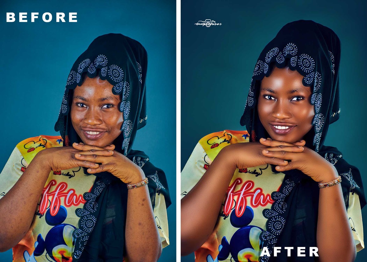 The before and after Retouching 