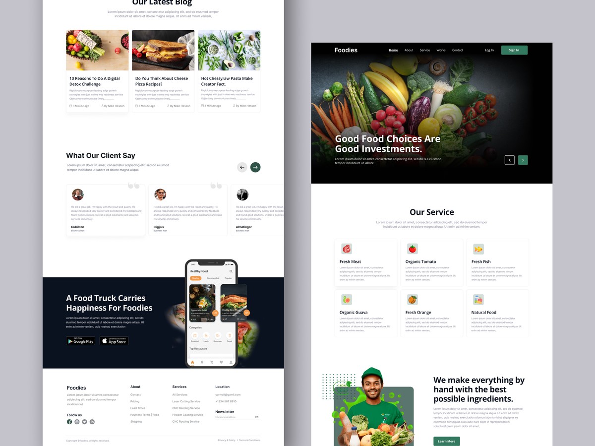 Food Landing Page UI design.