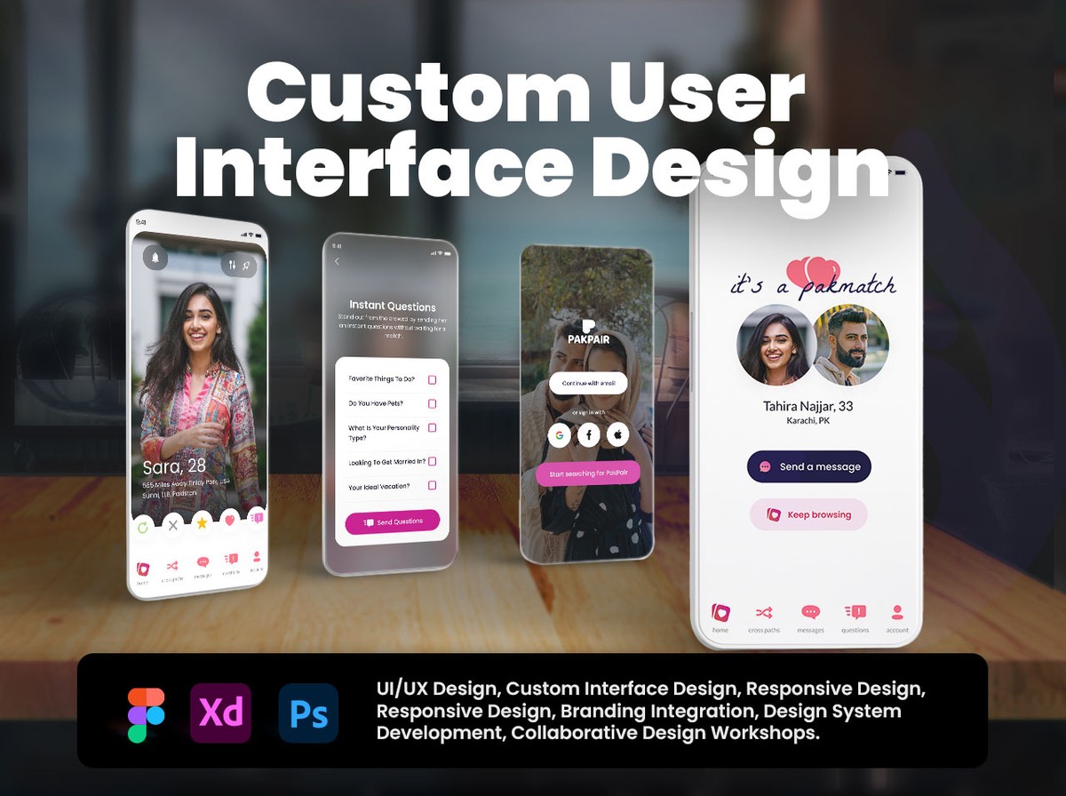 Mobile interface design, prototype, high fidelity mockup, components library