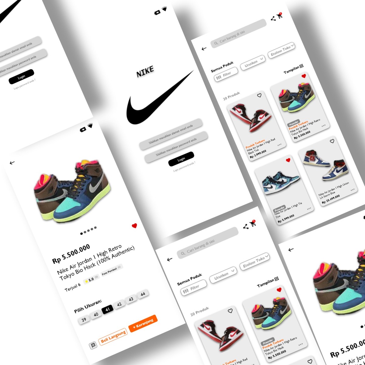 lluvia virtual Involucrado UI Design Mobile App Nike Store | Web & Mobile Design portfolio by Fachru  Riza B | RemoteHub