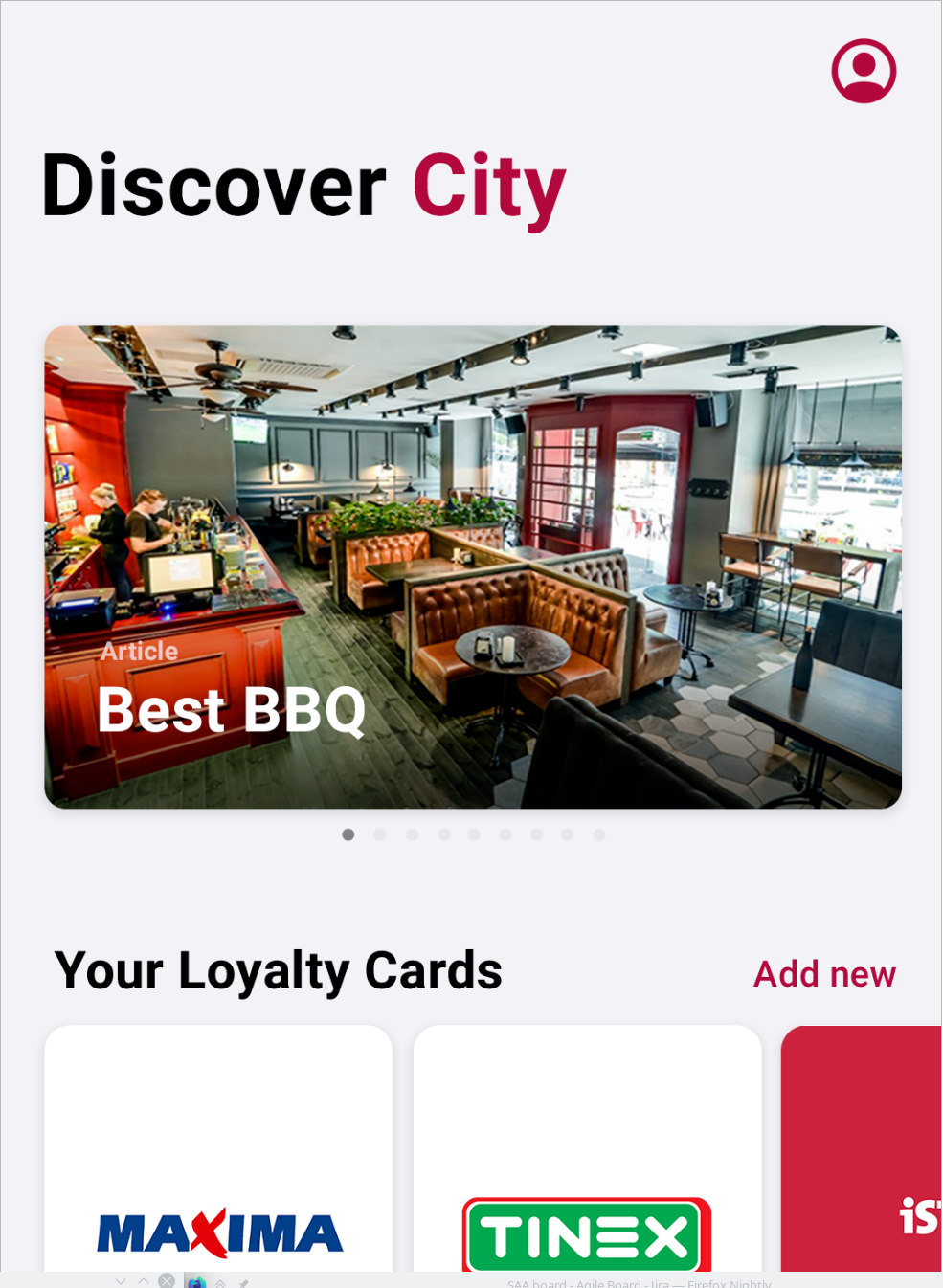 Landing screen in the Consumer mobile app